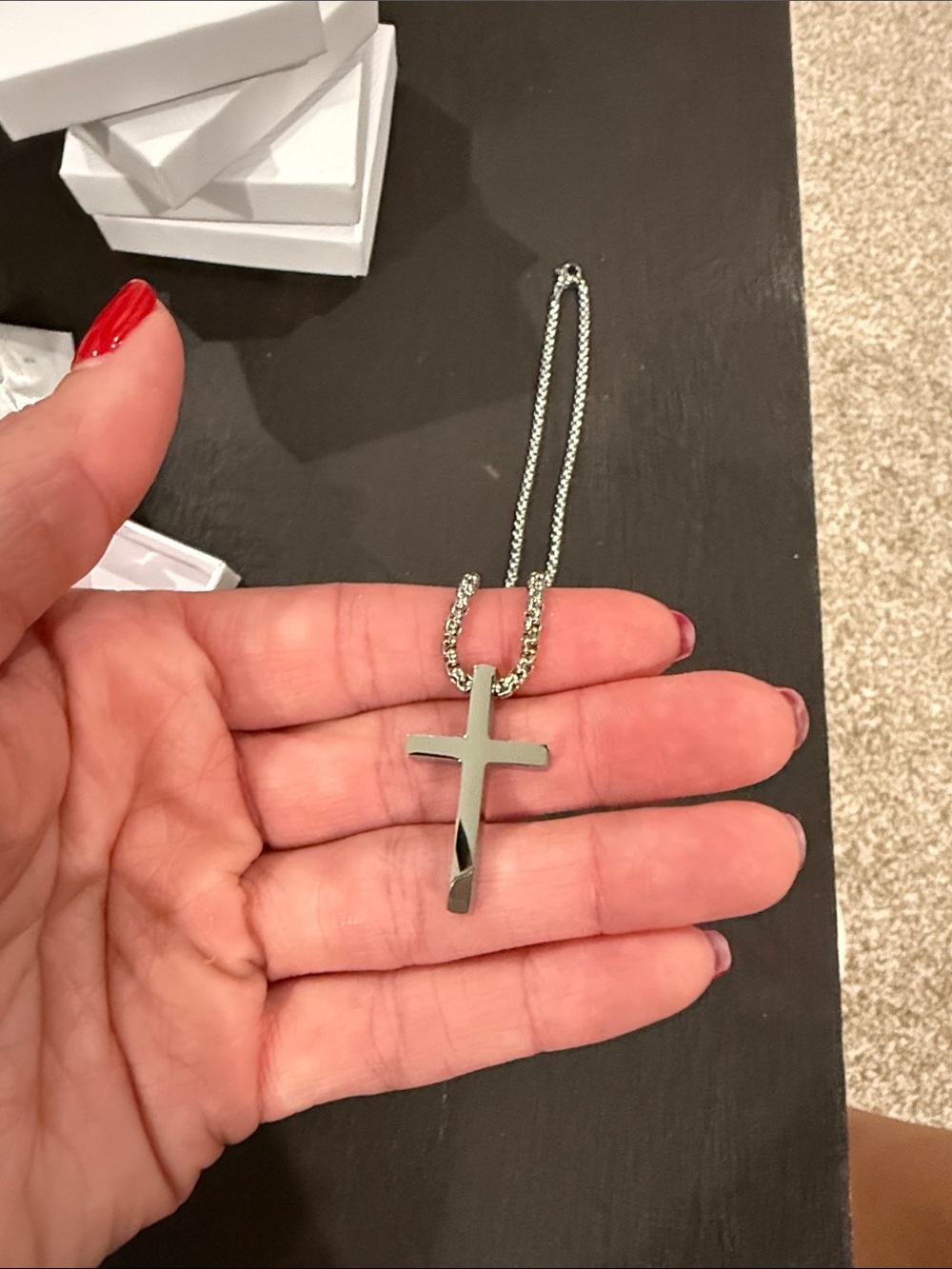 Simple Silver Cross Pendant Necklace